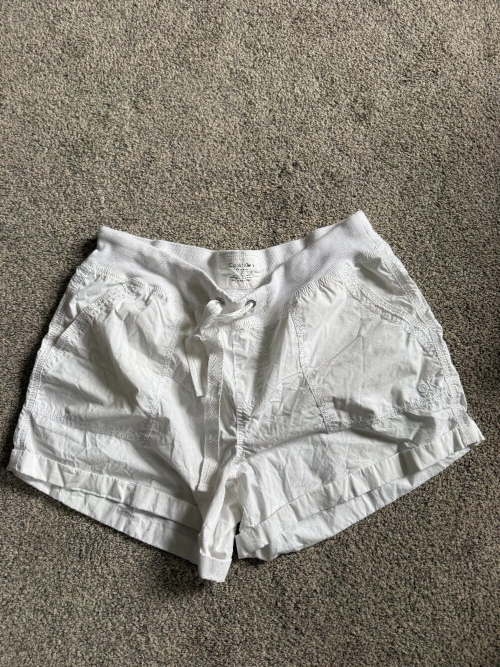 Calvin Klein White Drawstring Shorts